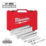 Milwaukee 1/4 in. Drive SAE/Metric Ratchet and Socket Mechanics Tool Set (50-Piece)