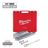 Milwaukee 1/2 in. Drive SAE/Metric Ratchet and Socket Mechanics Tool Set (47-Piece)