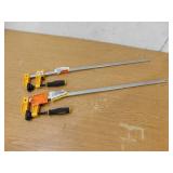(2) DEWALT 24 in. 600 lb. Bar Clamp w/2.5 in. Throat Depth
