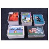 Five Vintage Cartoon Trading Card Sets in Clear Display Cases - Includes Amazing Fantasy Spider-Man