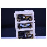 Vintage Die-Cast Toy Car Lot - Assorted Metal Cars & Trucks with Foam Display Carriers