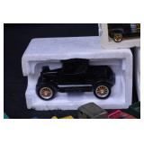 Vintage Die-Cast Toy Car Lot - Assorted Metal Cars & Trucks with Foam Display Carriers