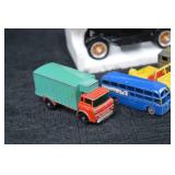 Vintage Die-Cast Toy Car Lot - Assorted Metal Cars & Trucks with Foam Display Carriers