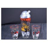 Dubonnet Decanter with 2 Glass Tumblers - Vintage Barware Set