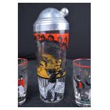 Dubonnet Decanter with 2 Glass Tumblers - Vintage Barware Set