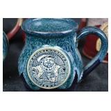 Medallion Mugs - Set of 6 Ceramic Mugs with Crest Emblems