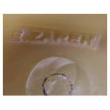 Ezra Glass Vase - Hand-Blown Art Glass, Yellow Swirl Body, Pink Ruffled Lip