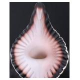 Ezra Glass Vase - Hand-Blown Art Glass, Yellow Swirl Body, Pink Ruffled Lip