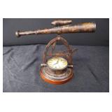 Antiqued Telescope Clock Stand