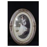 Home Interiors & Gifts Oval Portrait Frame - Vintage Woman with Bouquet Print