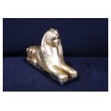 Egyptian Sphinx Statue - Gold-Tone Metal, Lying Pose, ~15 in long