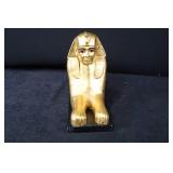 Egyptian Sphinx Statue - Gold-Tone Metal, Lying Pose, ~15 in long
