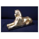 Egyptian Sphinx Statue - Gold-Tone Metal, Lying Pose, ~15 in long