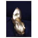 Egyptian Sphinx Statue - Gold-Tone Metal, Lying Pose, ~15 in long