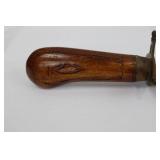 Antique Forked Dagger with Carved Wood Grip & Matching Scabbard