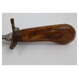 Antique Forked Dagger with Carved Wood Grip & Matching Scabbard