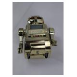 Vintage Chrome Tin Robot Toy with Front Display Screen & 5 Color Indicator Dots