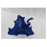 Blue Glass Swan Bowl - 11-inch Decorative Centerpiece Dish