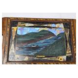 Walter Nathan Panama Wood Serving Tray with Inlaid Panoramic Mosaic