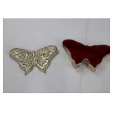 National Silver Company Butterfly Trinket Box - Ornate Silver, Velvet Lining