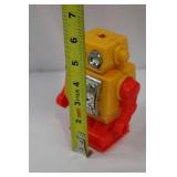 Vintage Yellow Robot Toy - Red Arms, 6-Inch Plastic Figure