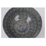Blue Crackle Glaze Ceramic Bowl - Round Bowl with Tan Base