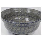 Blue Crackle Glaze Ceramic Bowl - Round Bowl with Tan Base