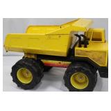 Yellow Toy Dump Truck - Plastic Lift-Top Bed, Large Wheels