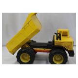 Yellow Toy Dump Truck - Plastic Lift-Top Bed, Large Wheels