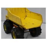 Yellow Toy Dump Truck - Plastic Lift-Top Bed, Large Wheels