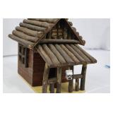 Rustic Log Cabin Miniature House with Log Roof & Window Details