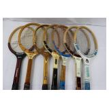 Vintage Wooden Tennis Racket Lot - 7 Rackets including Evonne Goolagong, Slazenger & Spalding