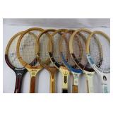 Vintage Wooden Tennis Racket Lot - 7 Rackets including Evonne Goolagong, Slazenger & Spalding