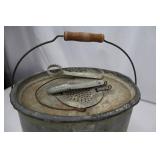 Vintage Galvanized Tin Fishing Bucket