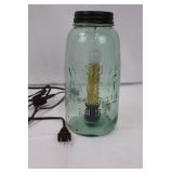 Mason Jar Lamp on Wood Base - Mason