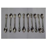 Sterling Silver Demitasse Spoons - Ornate Floral Handles, 10-Piece Set