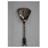 Vintage Dutch Scenic Tea Caddy Spoon Necklace with Cross Pendant