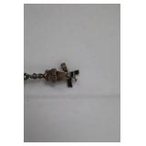 Vintage Dutch Scenic Tea Caddy Spoon Necklace with Cross Pendant