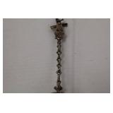 Vintage Dutch Scenic Tea Caddy Spoon Necklace with Cross Pendant