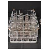 Vintage Carnation Milk Glass Bottles in Wire Crates - Embossed Dairy Bottles, Assorted Sizes