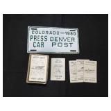 Colorado 1980 Press Denver Car Post License Plate & Lindy - The New Flying Game Parker Brothers