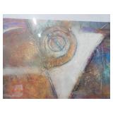 Abstract Geometric Art Print - Framed in Gold Frame, Multicolor Composition 36 in x 36 in