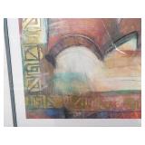 Abstract Geometric Art Print - Framed in Gold Frame, Multicolor Composition 36 in x 36 in