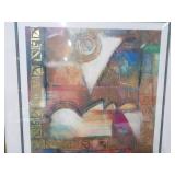 Abstract Geometric Art Print - Framed in Gold Frame, Multicolor Composition 36 in x 36 in