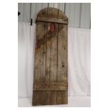 Door Panel - Rustic Red Painted Wood, Primitive Barn Siding Plank