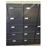 Two 5-Drawer Metal Filing Cabinets - 18 in W x 28 in D x 63 in H