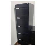 Locking 5-Drawer Filing Cabinet - 18 x 28 x 63 in - Black