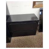 Low File Cabinet - 18 x 28 x 63 in - Black Metal Locking Top Drawer