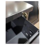 Low File Cabinet - 18 x 28 x 63 in - Black Metal Locking Top Drawer