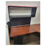Cherry Colored Wood Corner Desk with Herman Miller Action Office Roll-Top Desk Wall Unit